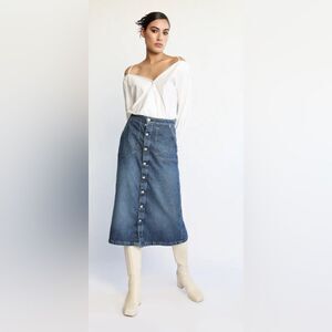 AG x Daily Blue Tephy Denim Midi Skirt small NWT